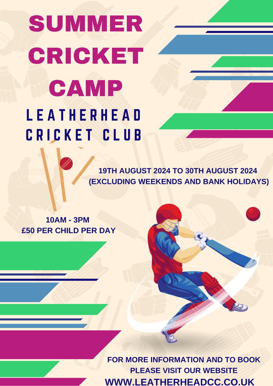 Summer Cricket Camp - Available to book for members #Pitchero
leatherheadcc.co.uk/news/summer-cr…