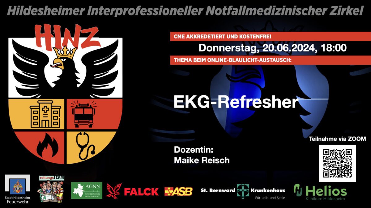 Donnerstag ist wieder HINZ Zeit. 

EKG-Interpretation gehört zu den diagnostischen Skills in der Notfallmedizin. Grund genug es regelmäßig zu wiederholen. 

Wie immer kostenlos und CME akkreditiert.

us06web.zoom.us/j/87402123924?…

Unterstützt durch @agnn_ev <a href="/Helios_Kliniken/">Helios Gesundheit</a>