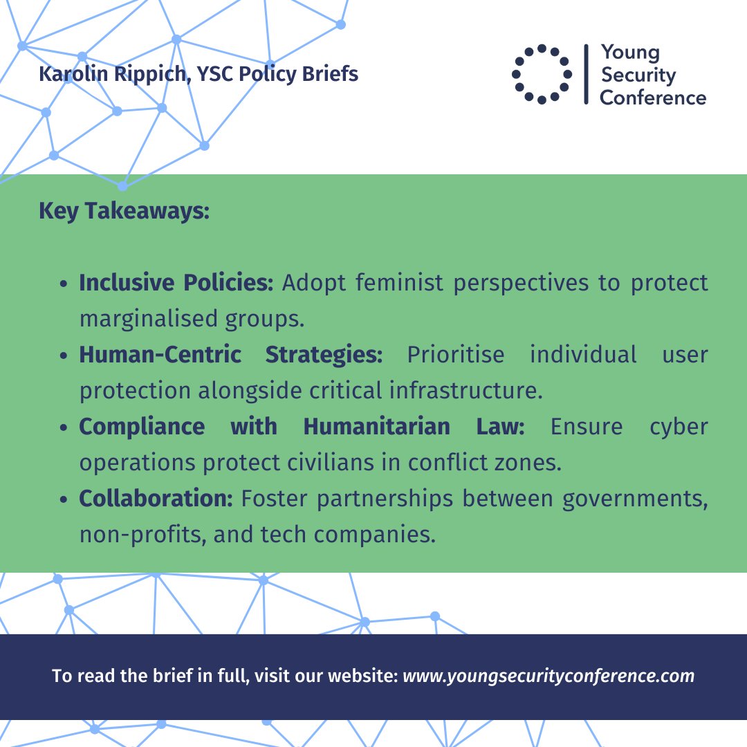 YSConference's tweet image. 🌐Our new #PolicyBrief, based on our #YSC2024 panel, 'Unveiling Feminist Perspectives on Cybersecurity', challenges militarisation &amp;amp; gendered norms in cyberspace. Discover inclusive, human-centric strategies for a safer digital world. 
Read more here: lnkd.in/epZtkjS9!