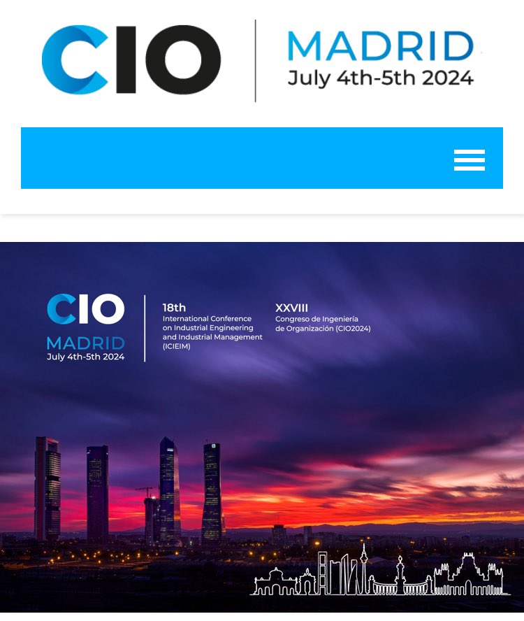 🌟 Exciting News for the Organizational Engineering Community! 
🌟 Join us at the #CIO2024 
📆July 4-5, 2024, 
📍 Madrid
🗺️Explore "Organizational Engineering, Coping with Complexity" 
blogs.upm.es/cio2024/ 
#IndustrialEngineering #OrganizationalEngineering #SDGs
