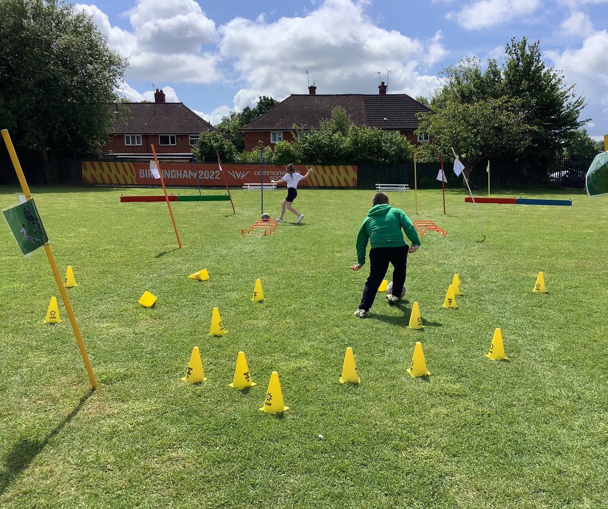 westheathprim's tweet photo. To celebrate the euros we went outside and completed an obsticale course! When the children scored they did some goal celebration #WHPSClass9 #WHPSPE https://t.co/7vYVYBEio0