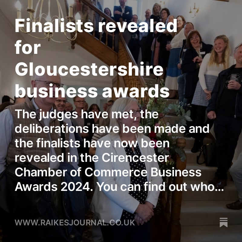 Helping celebrate business - that's what these Gloucestershire awards are all about. Congratulations to everyone shortlisted and to everyone involved in making this happen. Goodluck!
#glosbiz
