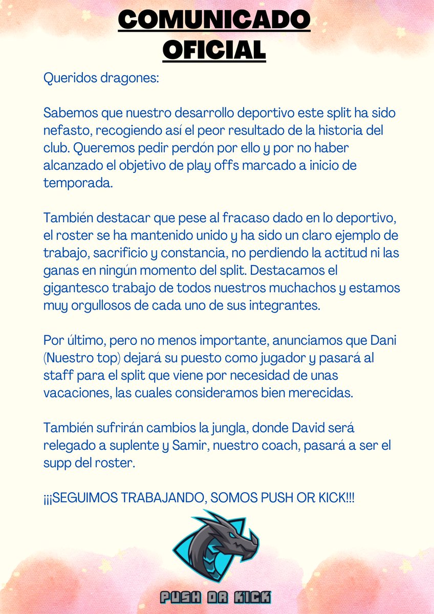 PushOrKick's tweet image. 🚨🚨 COMUNICADO OFICIAL 🚨🚨