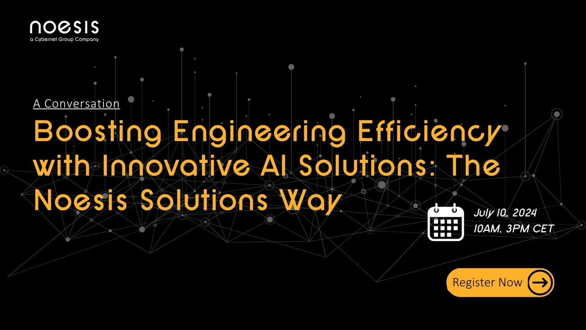 In a conversation, our experts will discuss how Noesis Solutions evolved with AI/ML adoption, enabling engineers to transform digital engineering design and enhance product design and quality while saving resources and time. 

Register now: buff.ly/45unuU8