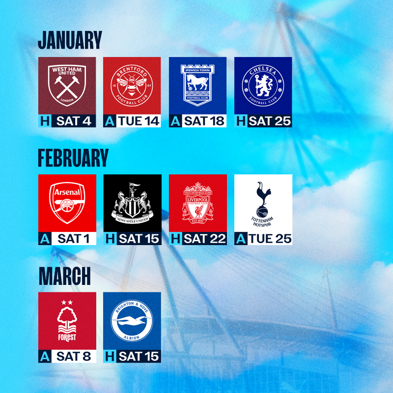 ManCity's tweet photo. Here they are, our 2024/25 @premierleague fixtures! 📆

First up, Chelsea away on Sunday 18 August at 16:30 (UK) 🙌