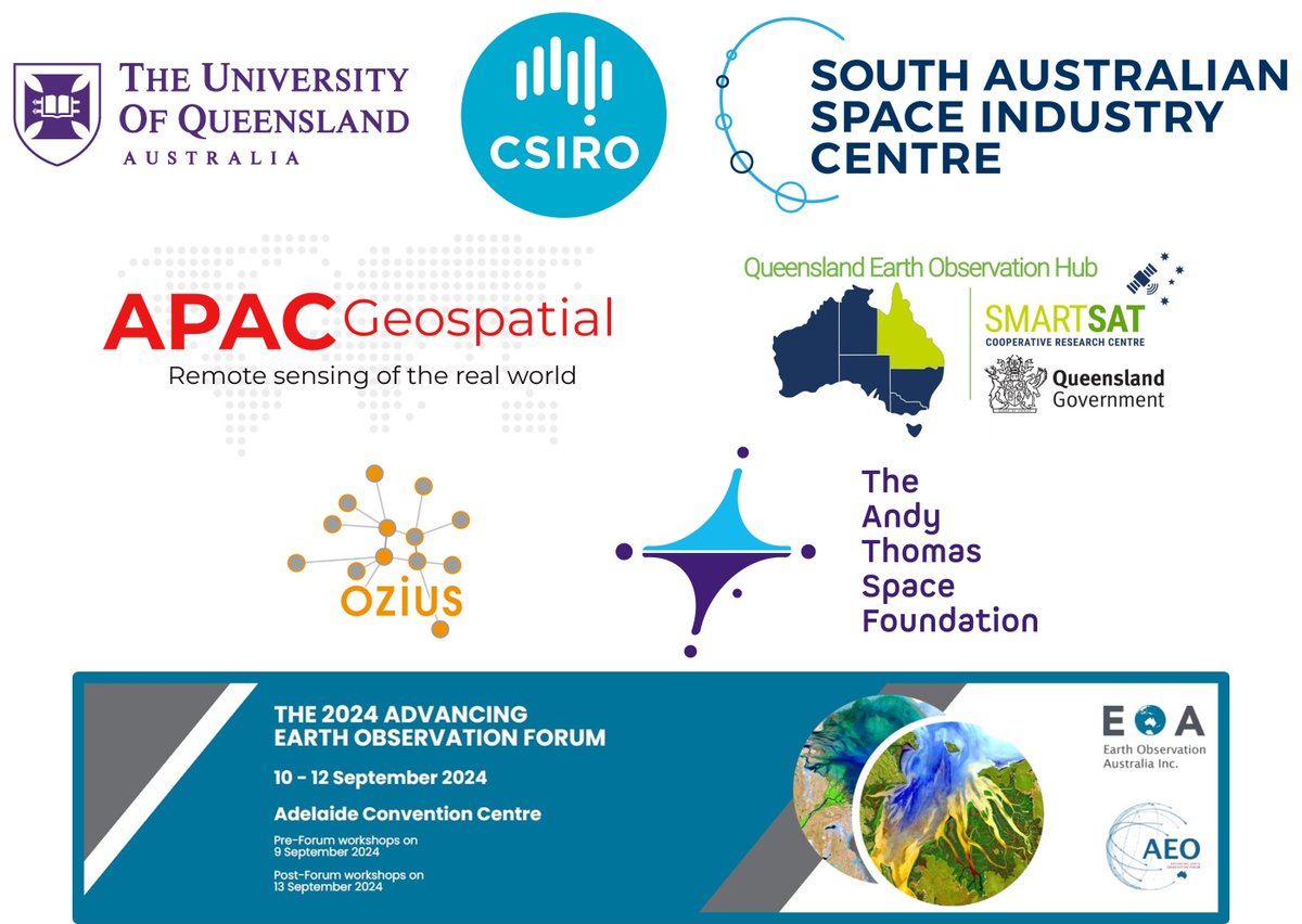 EarthObsAu's tweet photo. Thank you to our current AEO24 sponsors 👉 https://t.co/rFNsN34Opk
We invite you to join them and support this exciting professional event 👉 https://t.co/Sw4YDN8A9W
#eo #earthobs #earthobsforum #aeo24 #remotesensing #earthobservation https://t.co/0dD1tXyui2