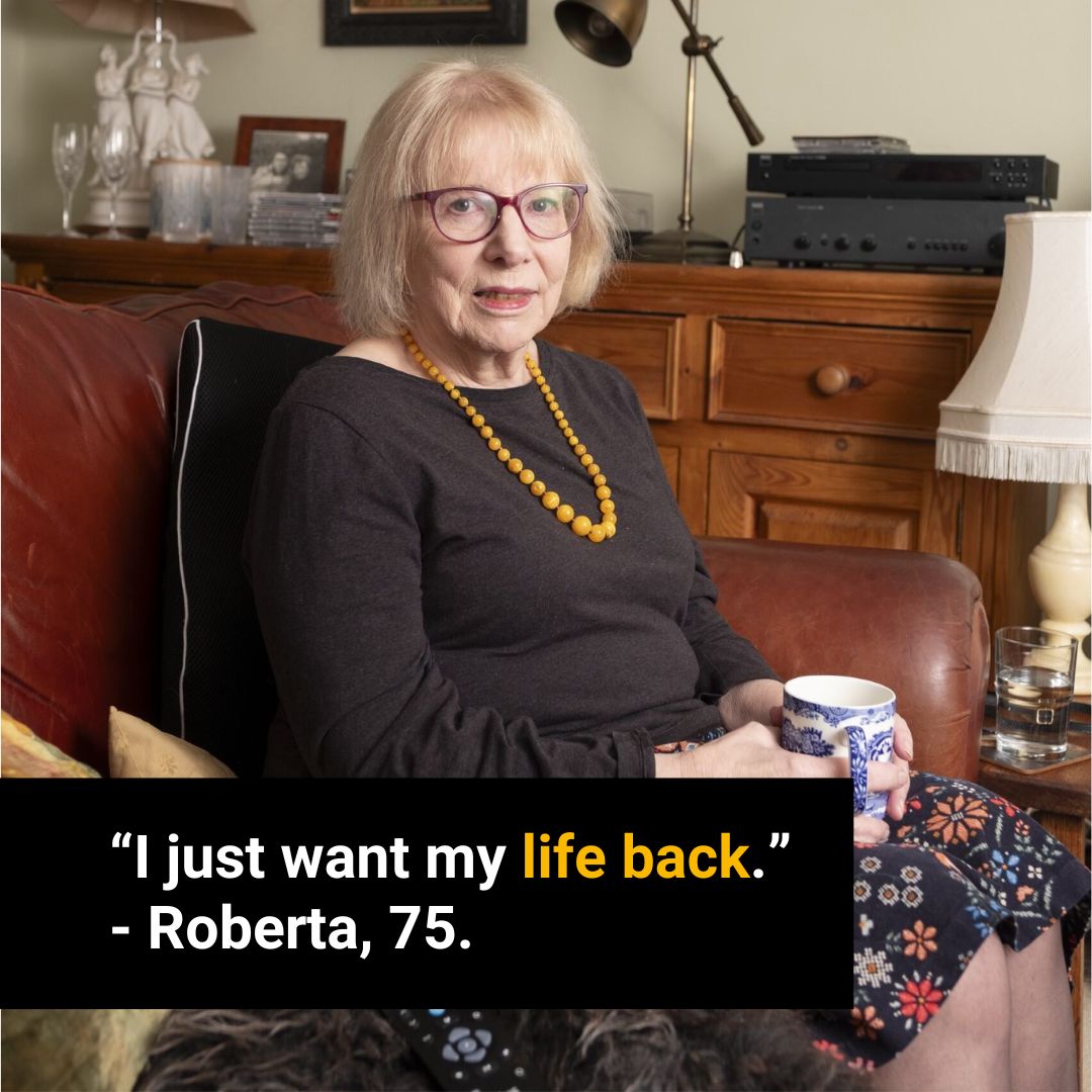 Roberta has #osteoarthritis. She had to wait in #pain for over a year for her hip replacement. 

"My life was on hold and that was very depressing. We were offered no support, so my partner had to do everything, and that was so hard on him." Read more: versusarthritis.org/news/2024/june…