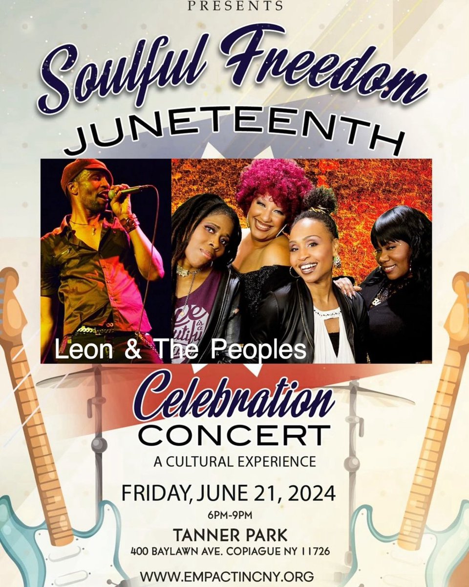 Bring your #lawnchairs #blankets #happiness &amp; #dancingshoes to the #soulfulfreedom #juneteenth #celebration  #concert w/ #leonandthepeoples &amp; more!

#tannerpark #copiague #reggaesoul #leon