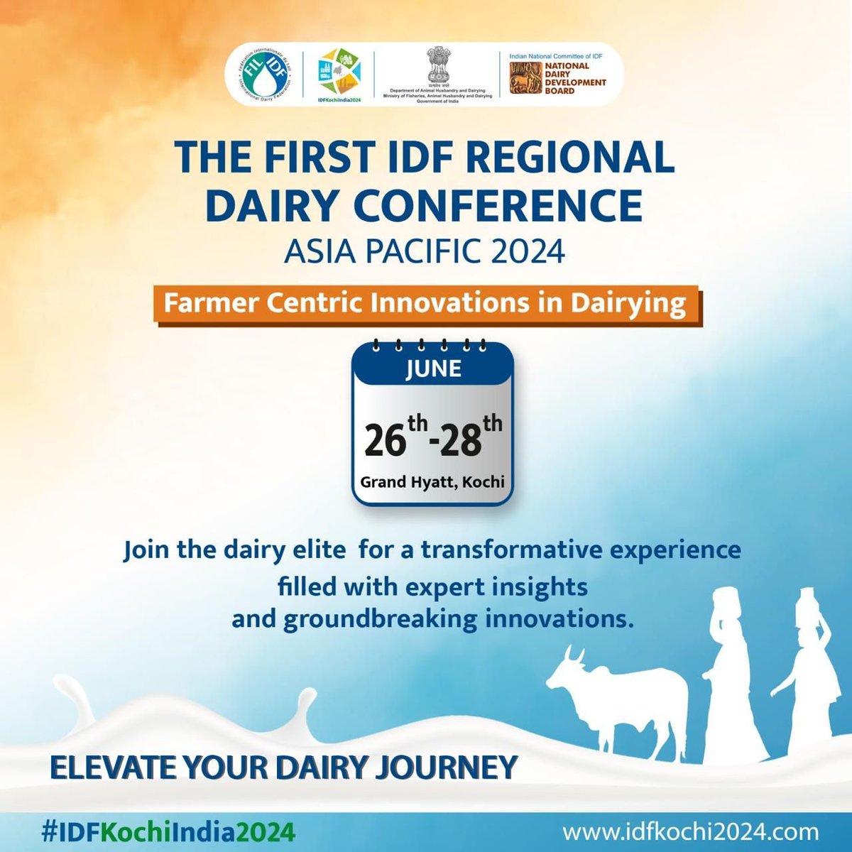 NDDB is happy to announce 📣 that India 🇮🇳 will host the First IDF (<a href="/FIL_IDF/">International Dairy Federation</a>) Regional Dairy Conference Asia Pacific 2024 at Grand Hyatt Kochi Bolgatty, Kerala! Join us from June 26-28 for insightful discussions among global dairy leaders and experts.

Set against the backdrop of
