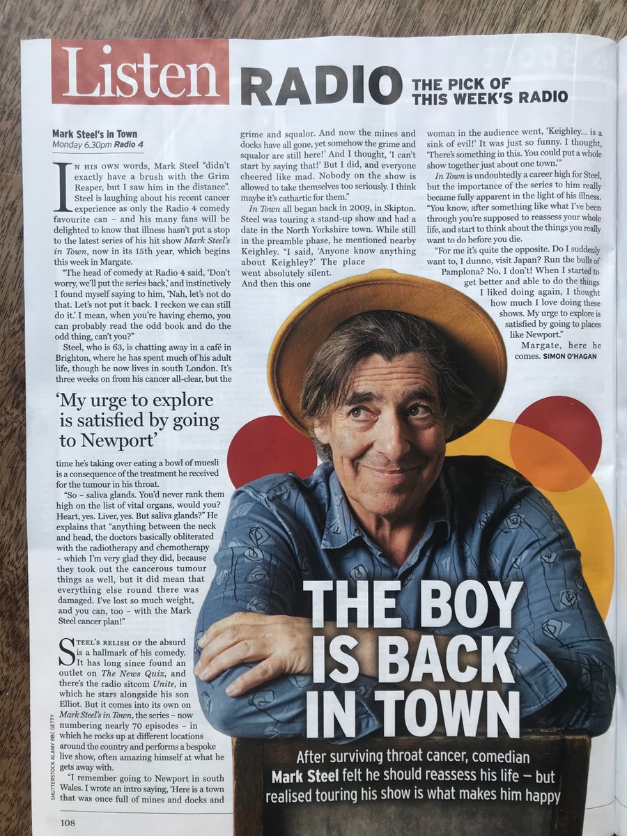 You’ll often hear that a cancer diagnosis changes people’s priorities. <a href="/mrmarksteel/">Mark Steel</a>’s experience of it formed the basis of this interview I did with him for the new Radio Times (ahead of the latest series of Mark Steel’s In Town), and what he says about it is pretty interesting.