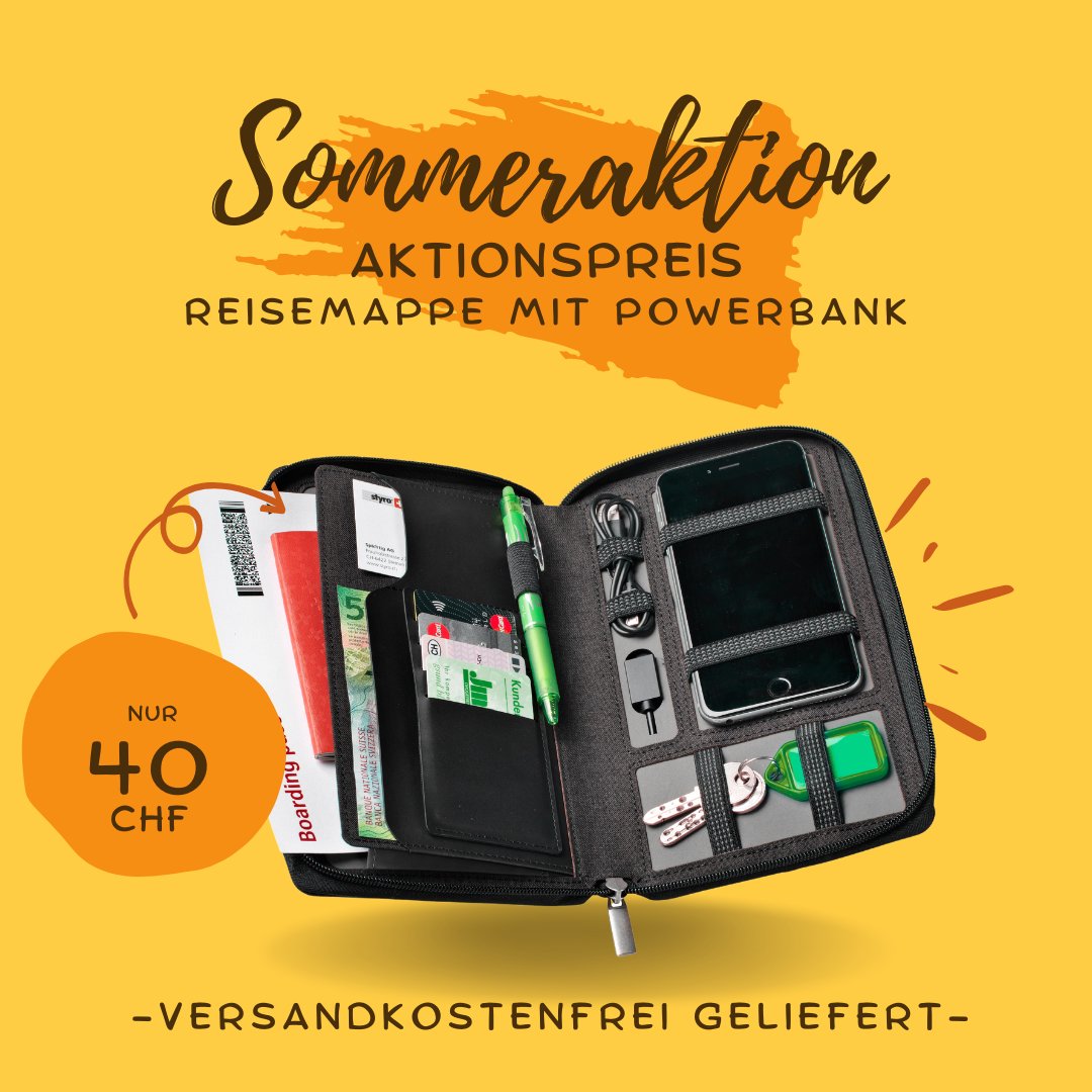 styroag's tweet photo. 🌞 Sommeraktion 2024 🌞

Stellen Sie sich vor, Sie planen Ihren nächsten grossen Sommerurlaub. 🌴🌞 Während Sie Ihre Reise vorbereiten, bemerken Sie, dass Ihre alten Reisedokumente überall verstreut sind. Da kommt die Reisemappe mit Powerbank ins Spiel! Halten Sie Ihre Unterlagen organisiert und laden Sie Ihr Handy unterwegs auf. Perfekt, oder? Statt 69.76 CHF jetzt nur 40.00 CHF!

Sie haben ein wichtiges Meeting und merken, dass Ihr Tablet fast leer ist. Keine Sorge, die Konferenzmappe A5 mit Powerbank rettet den Tag. Inklusive 4000 mAh Powerbank, jetzt nur 50.00 CHF statt 83.81 CHF. Für noch mehr Platz gibt es die Konferenzmappe A4 mit Powerbank – ideal für unterwegs, jetzt nur 55.00 CHF statt 88.83 CHF.

Aber das ist noch nicht alles! Stellen Sie sich vor, Sie sind beim Campen und brauchen sowohl Licht als auch Musik. Die LED 4 Music Tischleuchte bietet beides und das für bis zu 16 Stunden Musikgenuss. Jetzt nur 35.00 CHF statt 98.87 CHF!

Für den perfekten Schreibtisch, ob zu Hause oder im Büro, sorgt die Leuchte mit Stiftehalter LED Flower. Diese süsse Leuchte bringt ein Lächeln auf jedes Gesicht und kostet jetzt nur 20.00 CHF statt 49.19 CHF.

All diese Angebote sind nur bis zum 31. August 2024 verfügbar. Greifen Sie jetzt zu und erleben Sie einen sorgenfreien und gut organisierten Sommer! 🌟

📦Versandkostenfrei und schnell geliefert innerhalb der Schweiz 🇨🇭

Jetzt kaufen auf https://t.co/lWcG0j5n5T

#summersale #Sommer2024 #styro #schweiz #powerbank #reisemappe #konferenzmappe #businesstravel #OrganizedTravel #ledleuchten #Tischleuchte #campinggadget #reiseutensilien #Bürobedarf #versandkostenfrei #sonderangebot #sommerschnäppchen #shoplocal #steinen #schwyz #luzern #shopnow #hansa #dufco