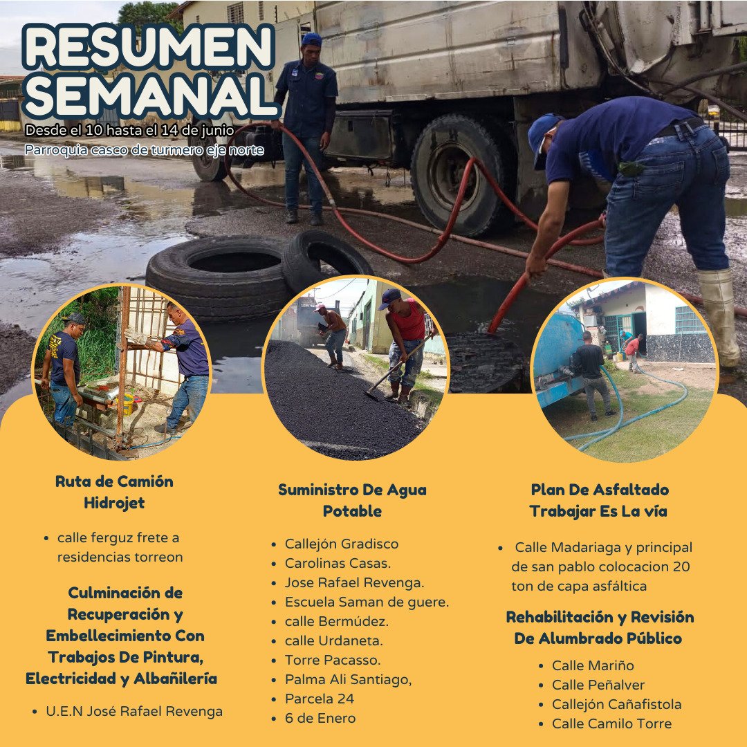 #18Junio Para mantenerte al tanto de todo lo que ha sucedido en la parroquia casco Turmero, te traemos un resumen semanal desde el 10 al 14 de junio por parte del equipo de <a href="/serpumarsm/">serpumarsm</a>, gracias al Pdte. <a href="/nicolasmaduro/">Nicolás Maduro</a> y a nuestra alcaldesa <a href="/johanitakenpo/">Joana Sánchez</a>
#LaEsperanzaEstáEnLaCalle