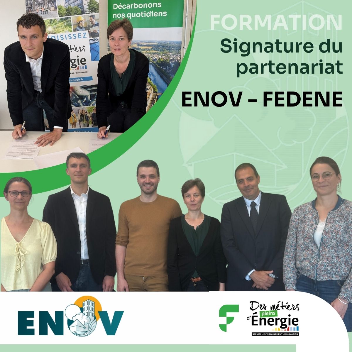 🖊 FEDENE s’engage pour la formation auprès de l'ENOV École Nouvelle pour la Maîtrise de l'Énergie. Les fondateurs de l’école, ont officialisé  ce partenariat fort avec les professionnels en signant une convention.
enov.eco