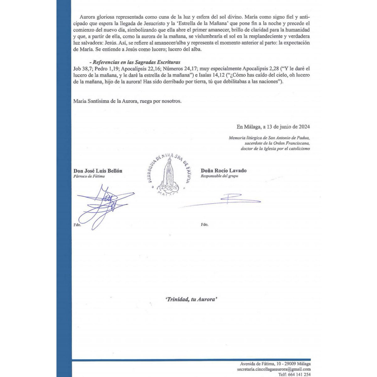 5Ll_Aurora's tweet image. 🔴 NOTA INFORMATIVA 

#5llagasyaurora⚓️ #auroradefatima #trinidadtuaurora #CofradiasMLG