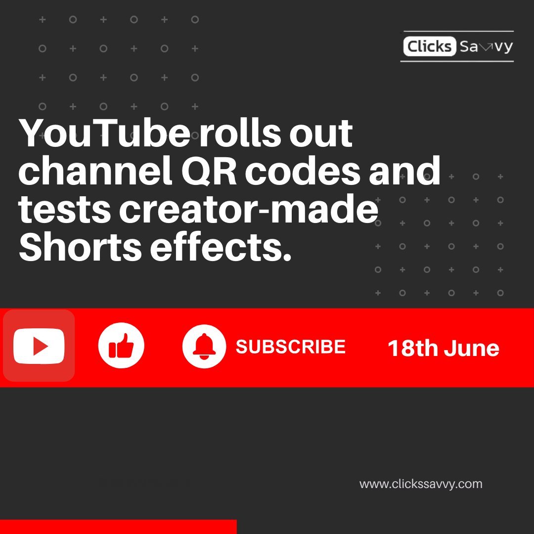 ClicksSavvy's tweet image. Scan &amp;amp; Subscribe! Easy peasy for viewers. #NoMoreLinks
Design your own &amp;amp; stand out in the crowd! #ShortsGameStrong
Tag collabs &amp;amp; manage payments in more currencies (testing)! #CreatorCollaboration
Viewers! "Jump Ahead" is rolling out wider! AI finds the best video parts for you.