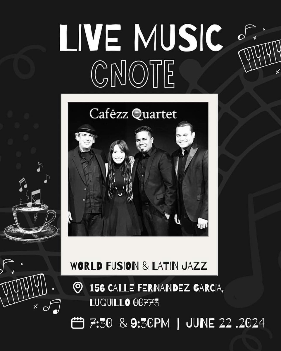 CafezzMusic's tweet photo. ¿Qué tienes para este sábado?
Sal de la rutina y disfruta de acogedor ambiente de CNOTE Jazz Club con la música de Cafêzz. 
Más Información y boletos aqui👇
https://t.co/AOqkvrBbsr
#luquillo #livemusic #jazz #cafe #musica https://t.co/xJuhYq7yto