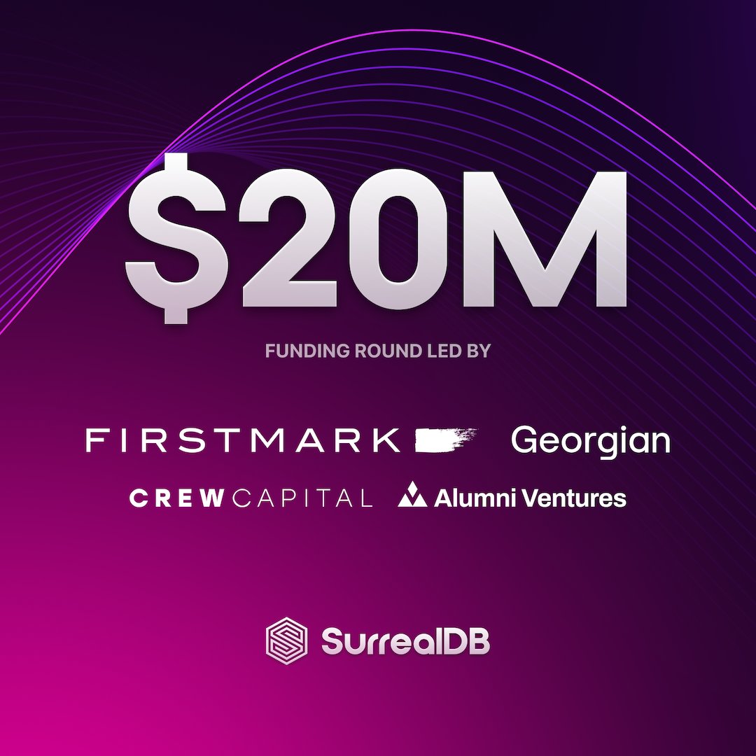🎉 We’re thrilled to announce that we’ve raised $20 million in funding led by <a href="/FirstMarkCap/">FirstMark</a> and <a href="/Georgian_io/">Georgian</a> with participation from <a href="/crew_capital/">Crew Capital</a> and <a href="/alumniventures/">Alumni Ventures</a>. Catch up on the details, and learn about the beta launch of Surreal #Cloud. 👉 sdb.li/3xmw7ng