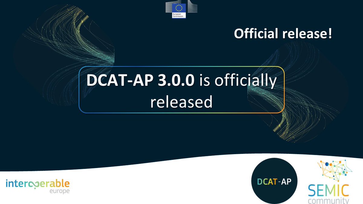 InteroperableEU's tweet image. 📣 Exciting news! The #SEMIC Supporting Centre is thrilled to announce the release of #DCAT_AP 3.0.0, the Application Profile for dataset description in #Europe. A result of more than a year-long collaboration!

Find out what&apos;s new!✨
👉europa.eu/!DNWrKP

#DCATAP #OpenData