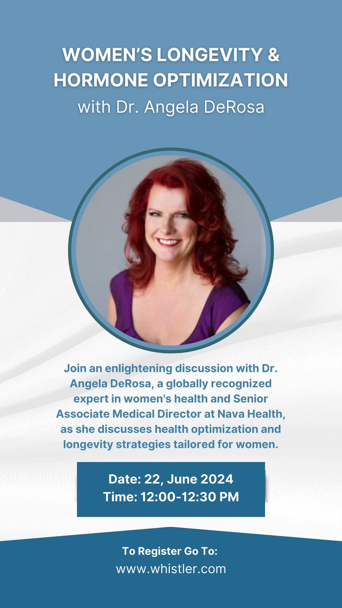 Women's Longevity &amp; Hormone Optimization Conference With Dr. Angela DeRosa! Click the link below to sign up for this event.
whistler.com/cart/product/?…