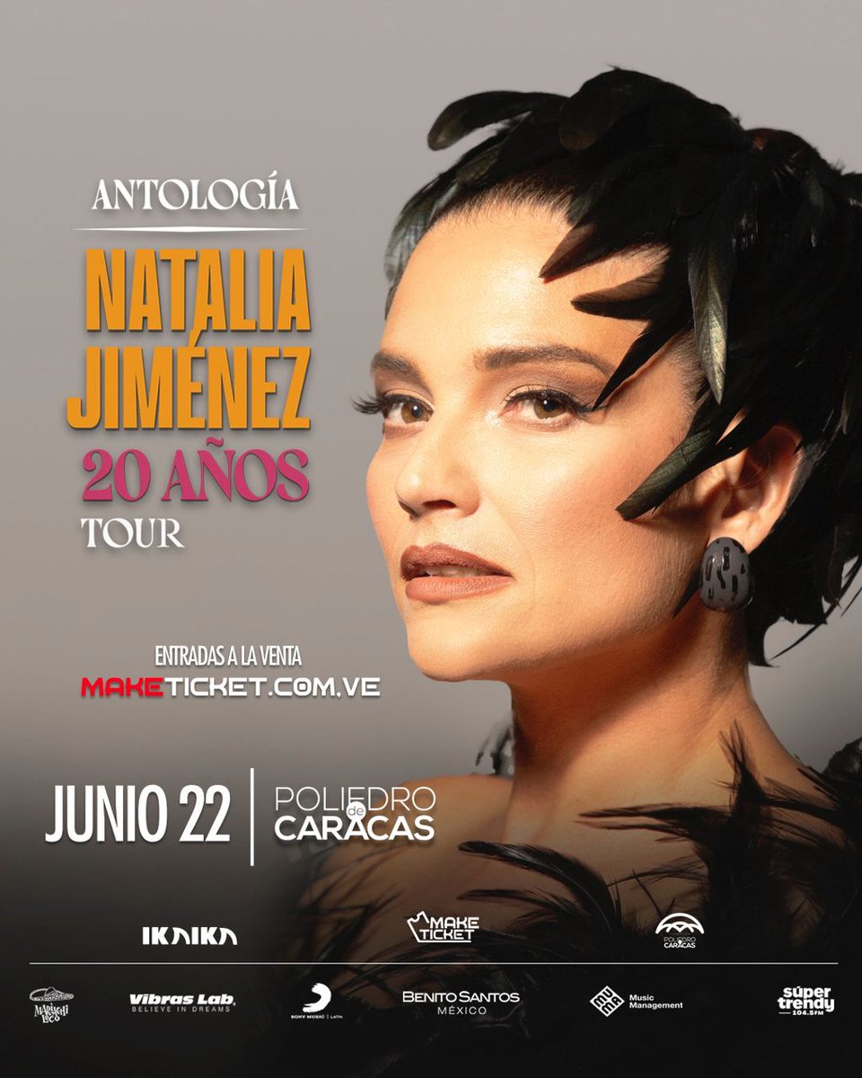 Caracas será la ciudad donde <a href="/NataliaJimenez/">Natalia Jiménez</a> se despide de este gran tour.
El 22 de junio podrás vivir un concierto único como fin de esta gira
Nos vemos en el gran <a href="/PoliedroCaracas/">Poliedro de Caracas</a> 
Entradas a la venta en maketicket.com.ve