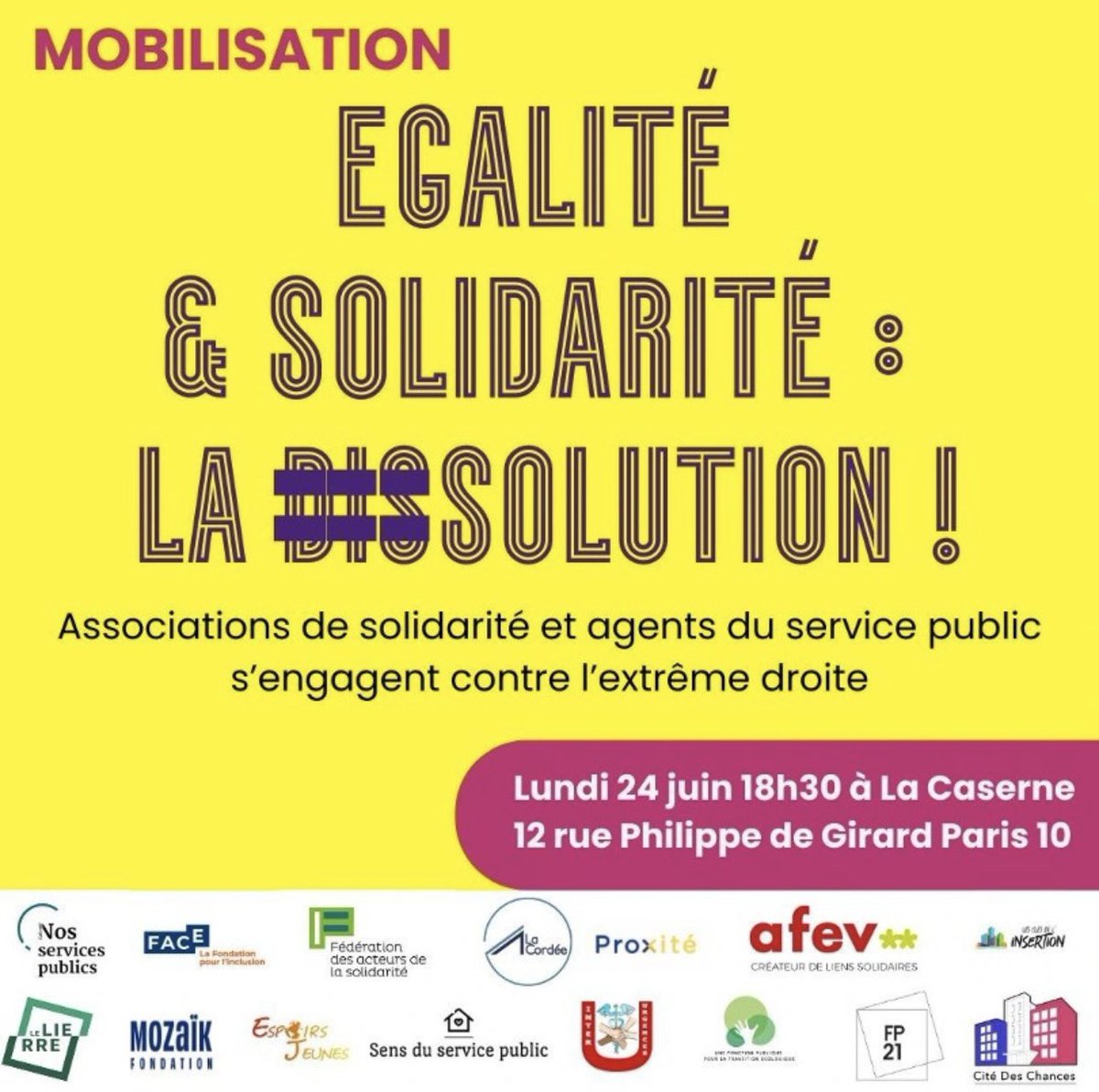 Fédération des acteurs de la solidarité (@fedesolidarite) on Twitter photo Élections des 30 juin et 7 juillet : La FAS signataire de l’appel « Pour un sursaut de solidarité, d’égalité et d’inclusion » aux côtés de la <a href="/FondationFACE/">Fondation FACE</a> ainsi que d’autres associations et têtes de réseaux.
👉 Pour lire la suite et signer l’appel : framaforms.org/pour-un-sursau… Élections des 30 juin et 7 juillet : La FAS signataire de l’appel « Pour un sursaut de solidarité, d’égalité et d’inclusion » aux côtés de la <a href="/FondationFACE/">Fondation FACE</a> ainsi que d’autres associations et têtes de réseaux.
👉 Pour lire la suite et signer l’appel : framaforms.org/pour-un-sursau…