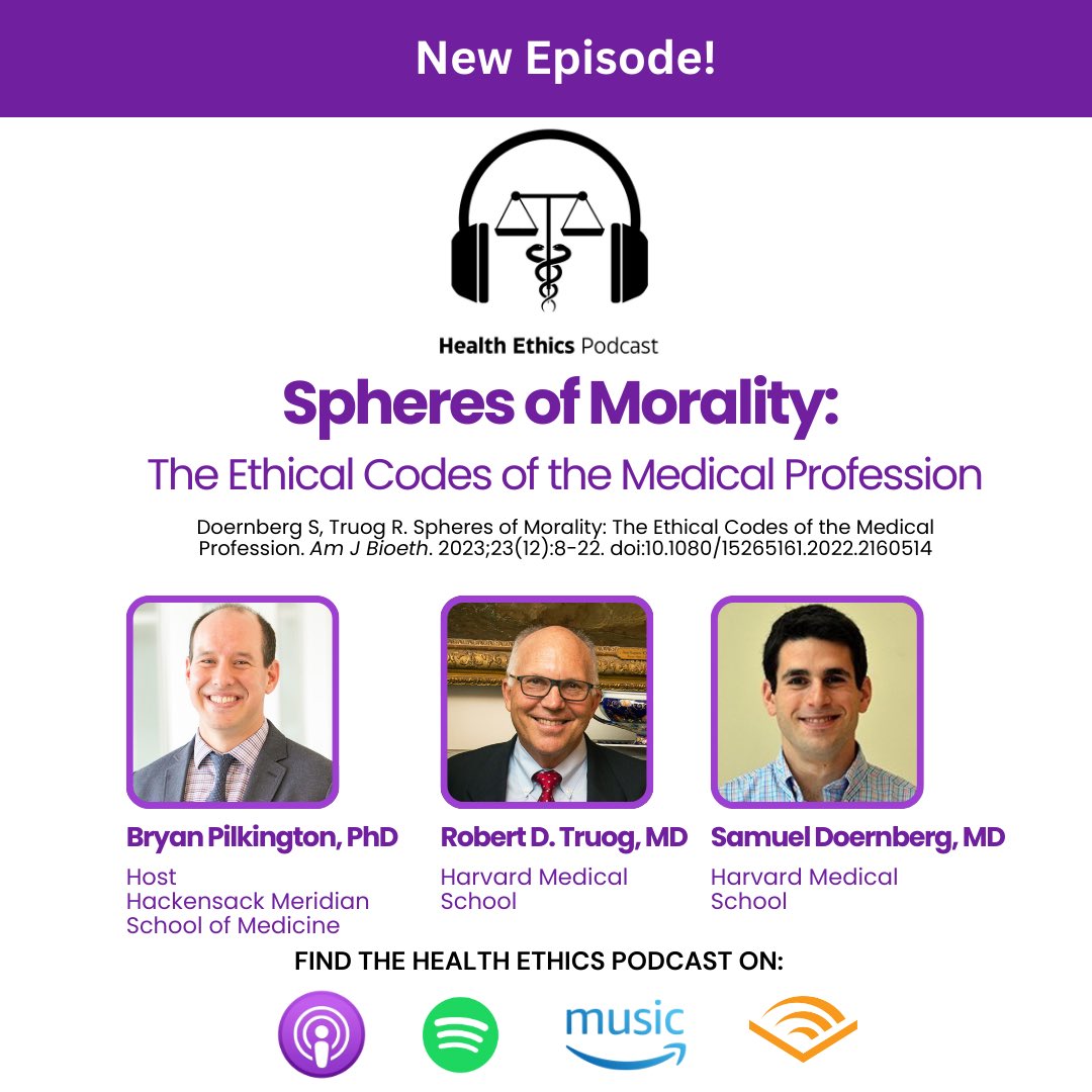 Check out the latest episode of the #Health #Ethics #Podcast on navigating different spheres of #morality in #medicine with  Drs. Robert Truog &amp; Samuel Doernberg, and <a href="/bcpethics/">Bryan Pilkington</a> 

#bioethics #professionalism 

spreaker.com/episode/sphere…