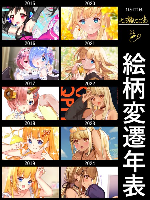 #絵柄変遷年表 2018年金髪デビュー💛 