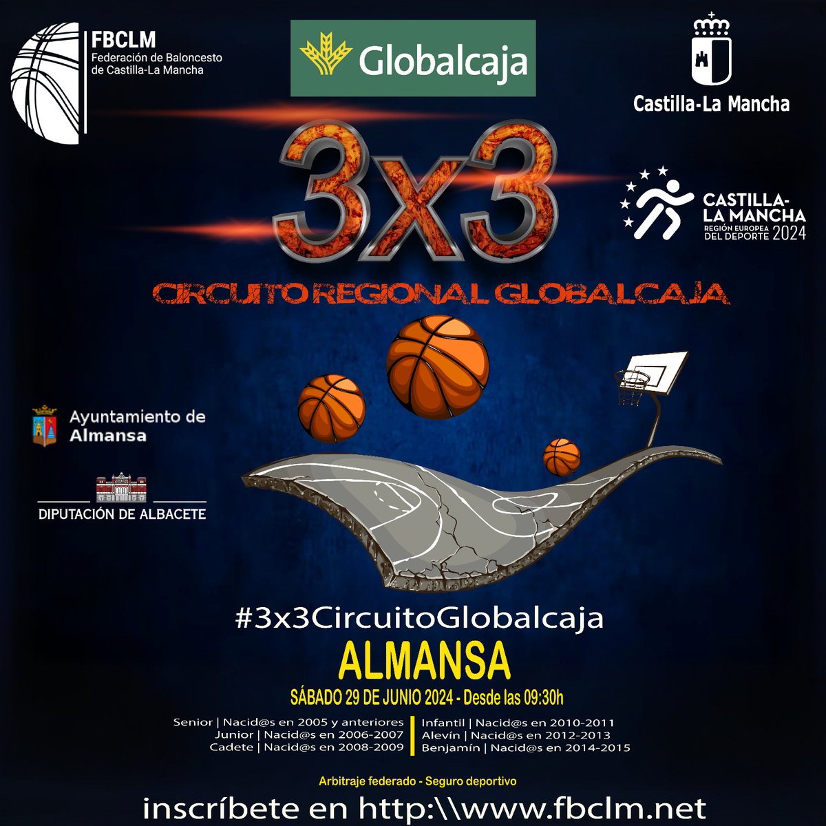 FBCLM (@fbclm) on Twitter photo #3x3CircuitoGlobalcaja 2024 | Almansa recibirá la 5ª parada del Circuito <a href="/SomosGlobalcaja/">Globalcaja</a> ‼️
✍️Abierto Plazo Inscripción hasta 25 Junio
📅Sábado 29 Junio
🕋Pista Atletismo "Las Huertas"
INFO+INSCRIPCIONES👇
📰 fbclm.net/3x3circuitoglo…
#PasionXBasketCLM <a href="/CBAlmansa/">CB Almansa</a> <a href="/AlmansaCiudad/">AlmansaCiudad</a> #3x3CircuitoGlobalcaja 2024 | Almansa recibirá la 5ª parada del Circuito <a href="/SomosGlobalcaja/">Globalcaja</a> ‼️
✍️Abierto Plazo Inscripción hasta 25 Junio
📅Sábado 29 Junio
🕋Pista Atletismo "Las Huertas"
INFO+INSCRIPCIONES👇
📰 fbclm.net/3x3circuitoglo…
#PasionXBasketCLM <a href="/CBAlmansa/">CB Almansa</a> <a href="/AlmansaCiudad/">AlmansaCiudad</a>