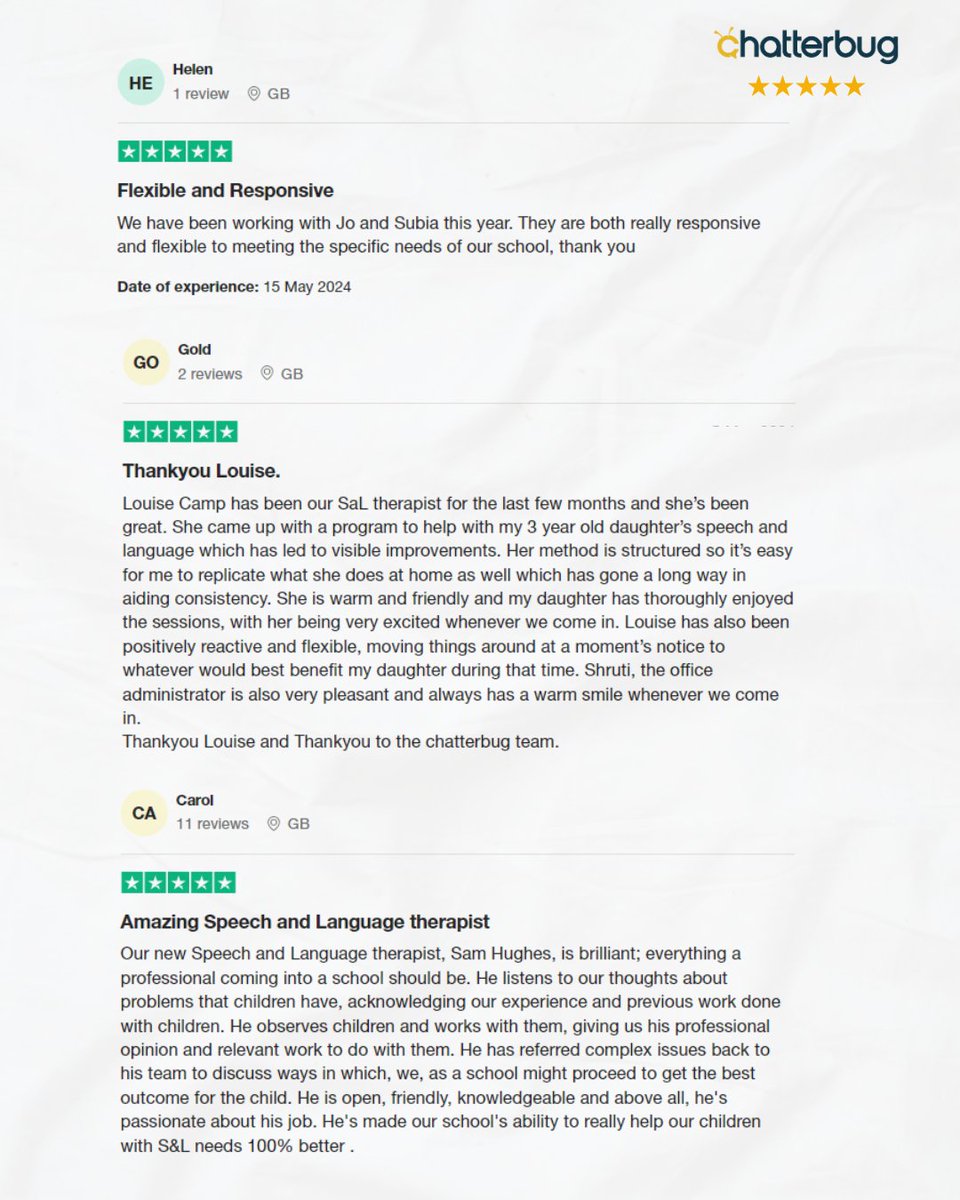 ChatterbugSLT's tweet image. Teamwork makes the dream team! 🤩 Look at those amazing reviews ⭐ #Teamwork #Reviews #Chatterbug #SLCN #HappyFaces