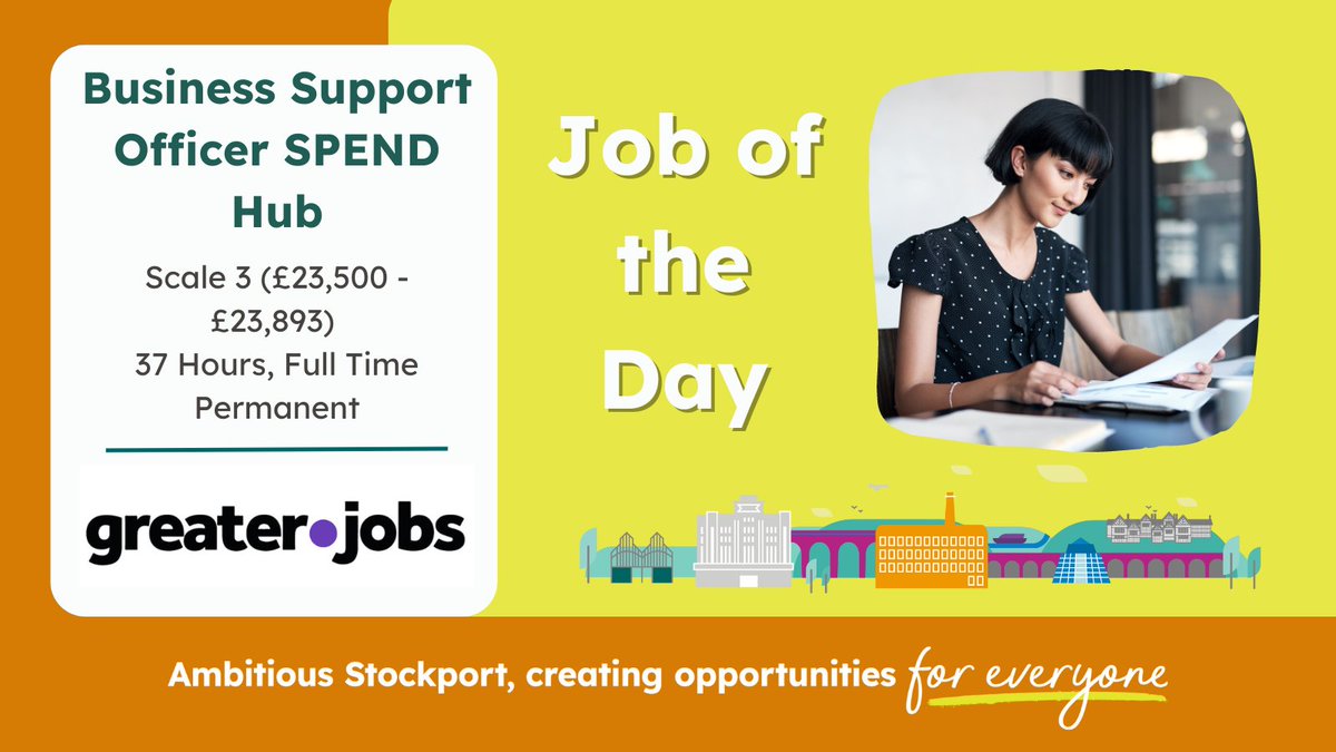 An exciting opportunity has arisen to join the SPEND Hub at Stockport Council as a Business Support Assistant. The successful candidate will be a hard-working and well-organised individual.

Find out more and apply! 👉 orlo.uk/rGt0s

#TeamStockport