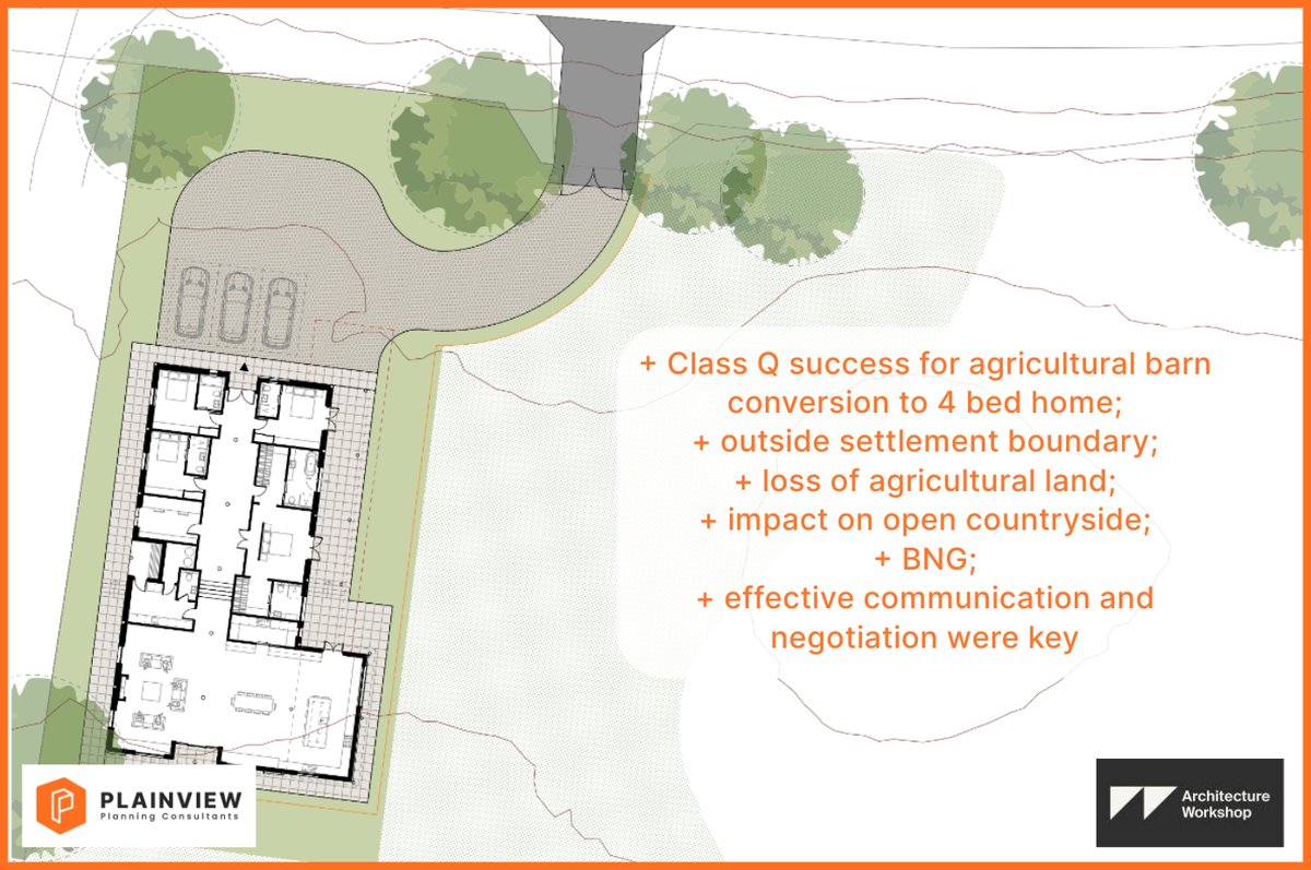 Successful Class Q application for the conversion of an agricultural barn, revitalising a dilapidated structure and creating a beautiful 4 bed dwelling with open plan living space and spectacular views. Read more here 👉 bit.ly/ClassQbarnconv…
Image Source: Architecture Workshop
