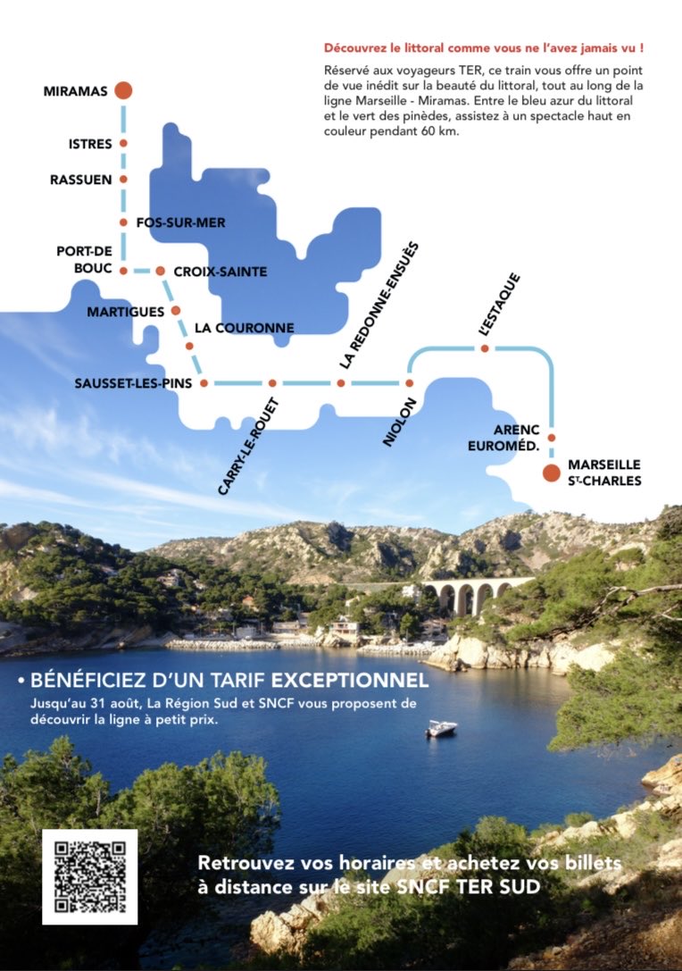 BernardAndrine's tweet photo. 🌊 À la découverte de la ligne de la Côte Bleue 🏖️ 

📍Où acheter le Pass Côte Bleue ?
@TERSUD_SNCF dans la rubrique « Découvrir la Région », mais également aux espaces de vente Zou ainsi que sur les Distributeurs de Billets Régionaux. 🚆 https://t.co/LKgw9Jvr2M
