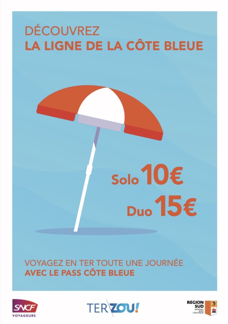 BernardAndrine's tweet photo. 🌊 À la découverte de la ligne de la Côte Bleue 🏖️ 

📍Où acheter le Pass Côte Bleue ?
@TERSUD_SNCF dans la rubrique « Découvrir la Région », mais également aux espaces de vente Zou ainsi que sur les Distributeurs de Billets Régionaux. 🚆 https://t.co/LKgw9Jvr2M