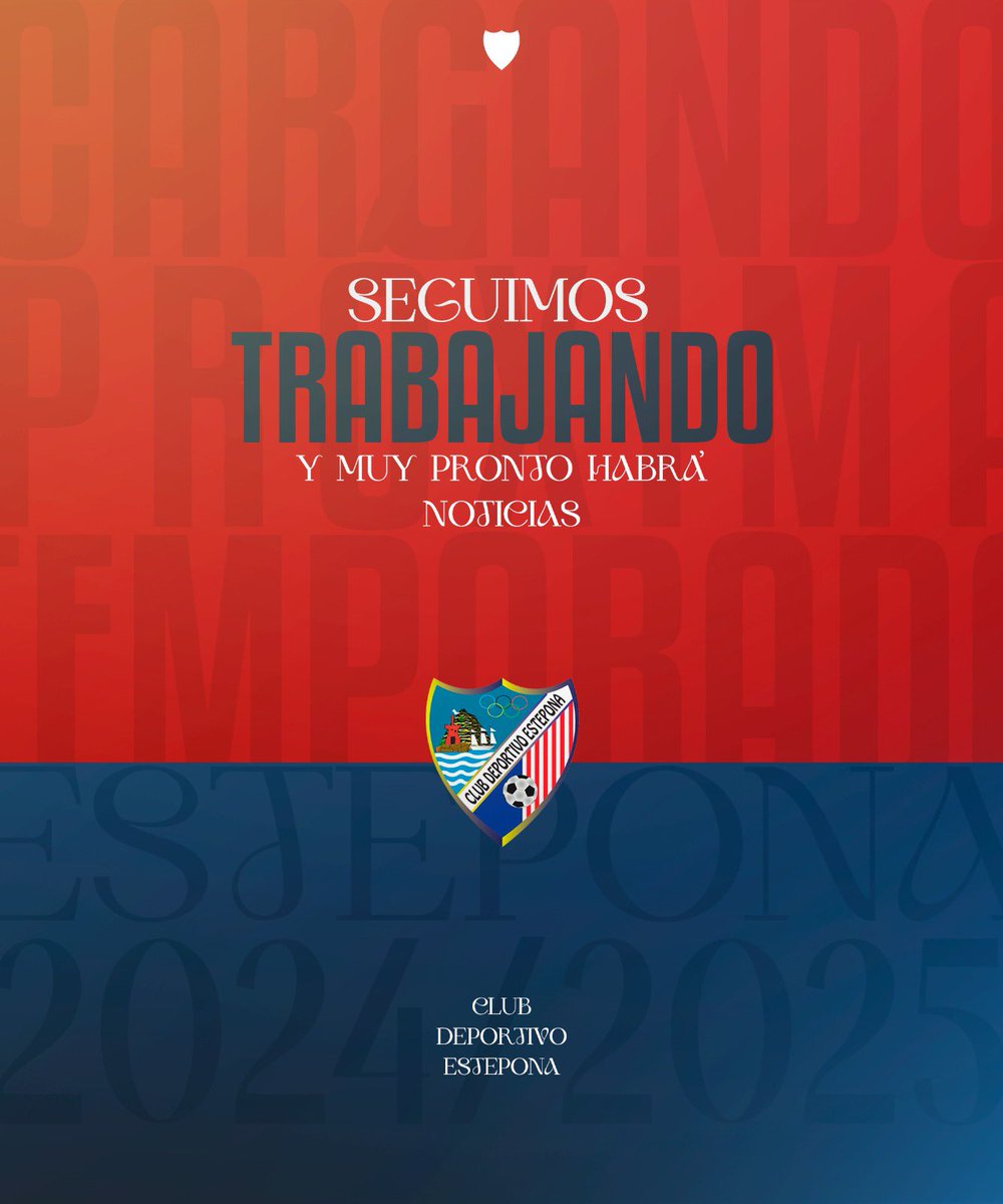 CDEstepona's tweet photo. Queremos trasladar un mensaje de tranquilidad a toda la afición y seguidores de nuestro club.

Pronto tendremos novedades respecto a la planificación de la plantilla, quien será el entrenador o el nuevo DD.

Paciencia que en el Club no se para de trabajar.

VAMOS ESTEPONA. https://t.co/je3sxP84HF