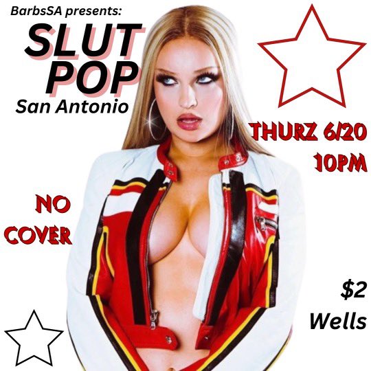 Barbarella_SA's tweet photo. BarbzSA Presents: Slutty Summer Solstice! 
Skimpy Summer Swimsuit or Thong encouraged 🚀
THIS Thurz June 20th | Free | $2 Wells https://t.co/jzHdXMIWHG