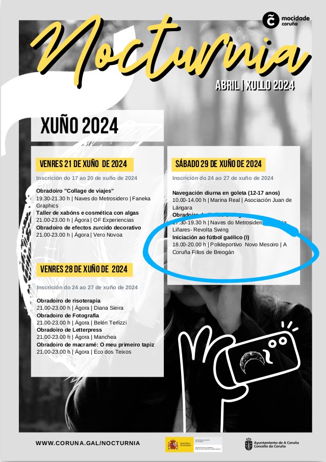FillosdeBreogan's tweet image. Tes entre 12 e 30 anos?
Gústache o deporte?
Iníciate no fútbol gaélico!!!
🗓️29 de xuño, 6 de xullo
🕓18:00 - 20:00
📍 Polideportivo Novo Mesoiro

Apertura de inscricións: 24 de xuño