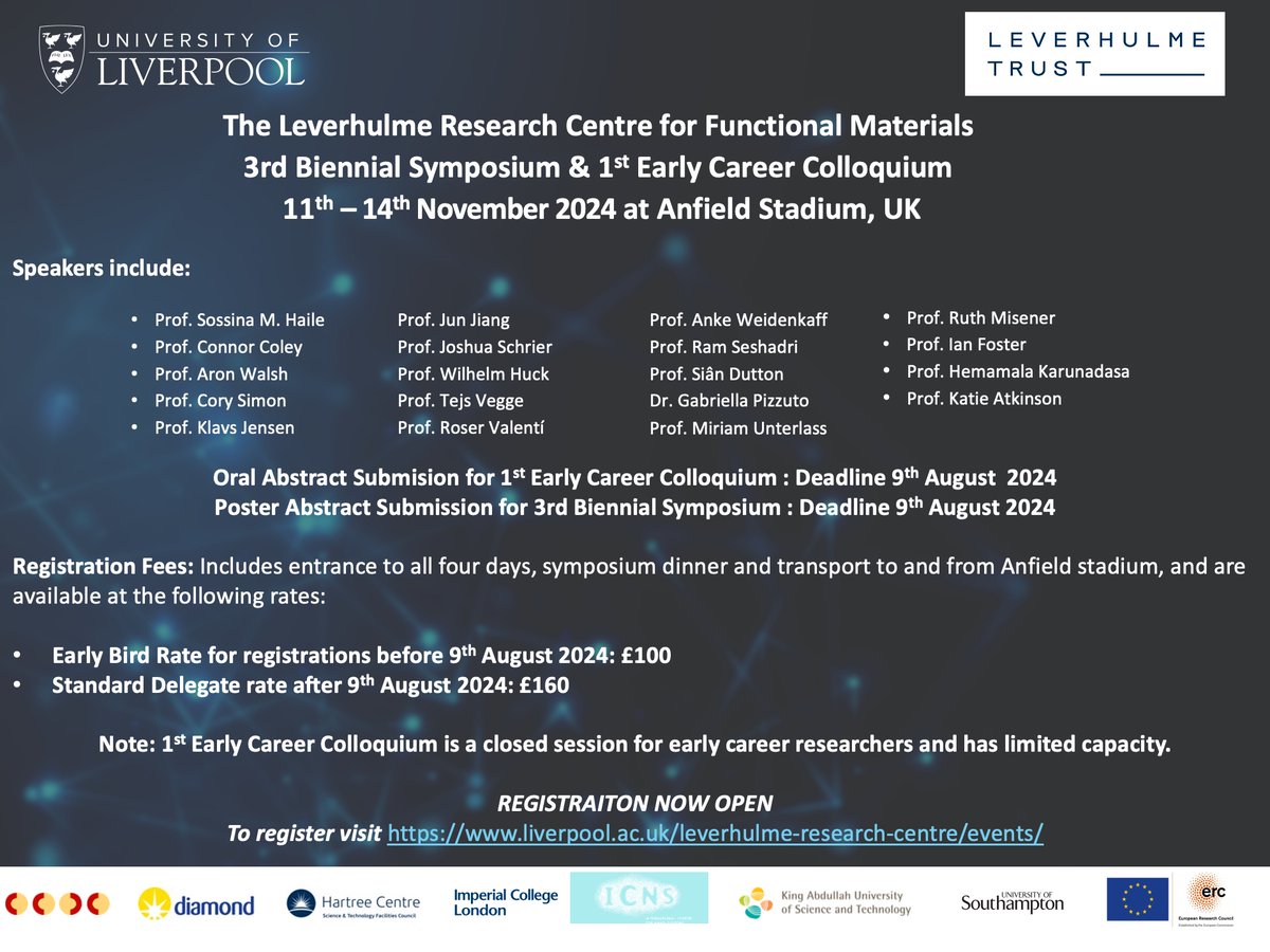 Registration is now open for our 3rd Biennial Materials Science Symposium. We are back with a bigger and even better program. Oral abstracts, Poster abstracts and a dedicated day for ECR's. Early registration fee available until 9th Aug tinyurl.com/LRCSymposium Pls RT