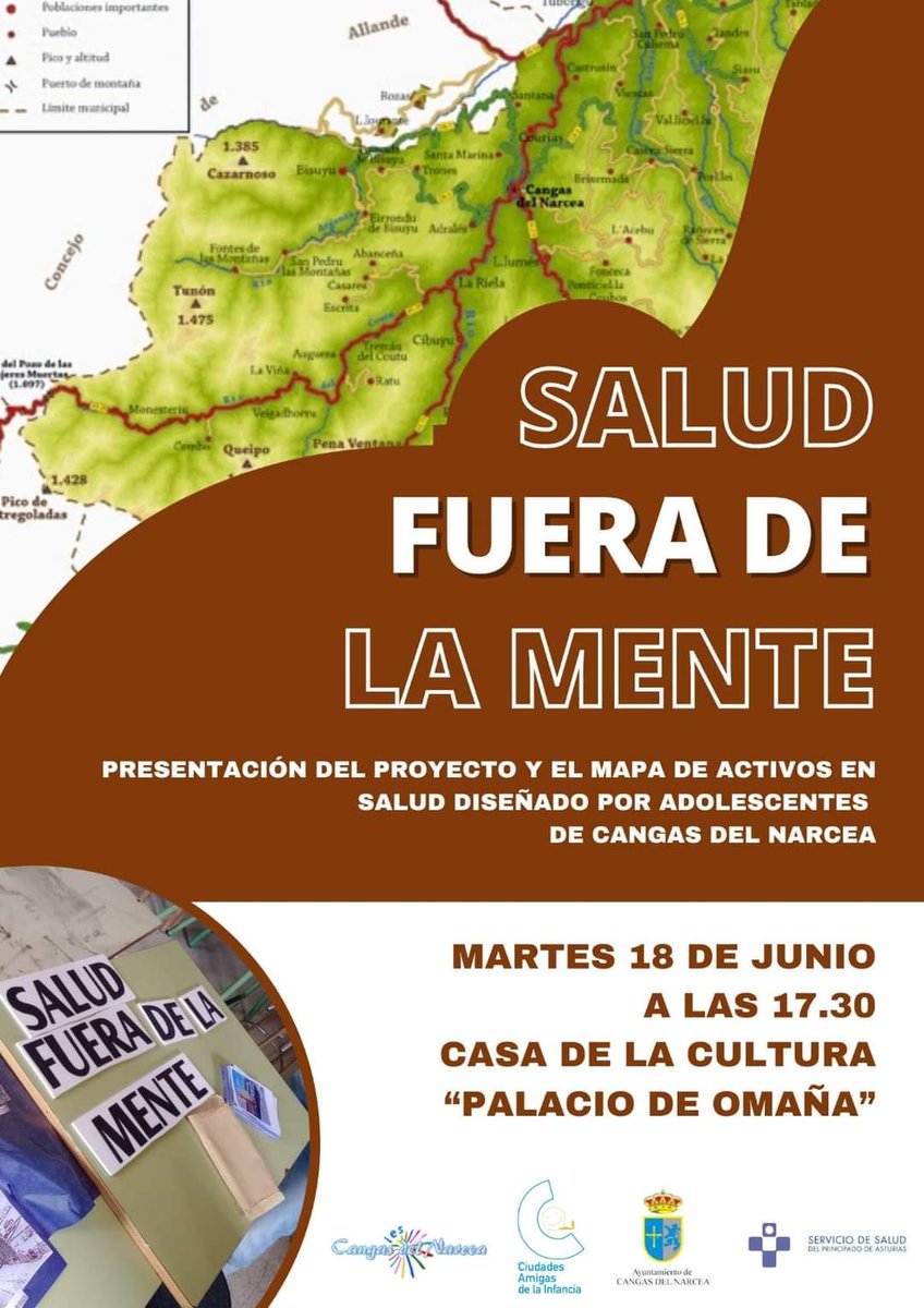 📆 1️⃣8️⃣ de junio
🔹️ Presentación del programa 🆂🅰🅻🆄🅳 🅵🆄🅴🆁🅰 🅳🅴 🅻🅰 🅼🅴🅽🆃🅴 en el que colabora el área sanitaria II
🕠17:30 horas
📍 Casa de Cultura Palacio de Omaña