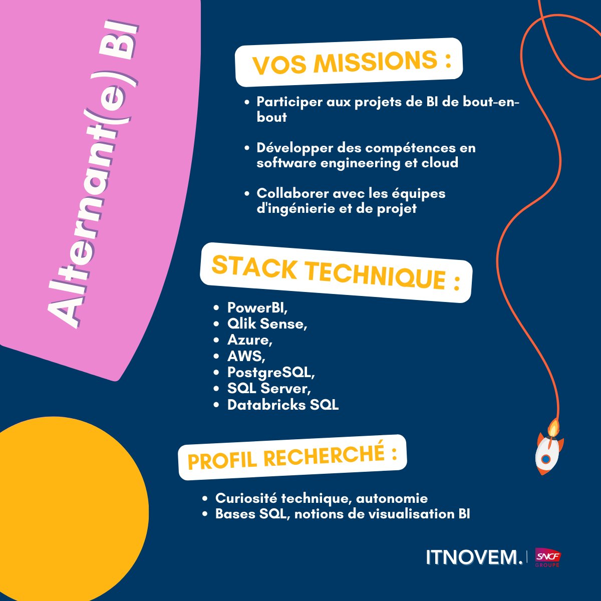 ITNOVEM's tweet photo. Nous avons lancé notre campagne d'#alternance ! 🚀 Découvrez nos postes disponibles. 😎 Rejoignez #ITNOVEM filiale du @GroupeSNCF et intégrez une équipe dynamique et innovante ! 👉 Découvrez nos offres et postulez dès aujourd'hui ! 📲 https://t.co/J2HWBzVn9E https://t.co/0pZsgixyot