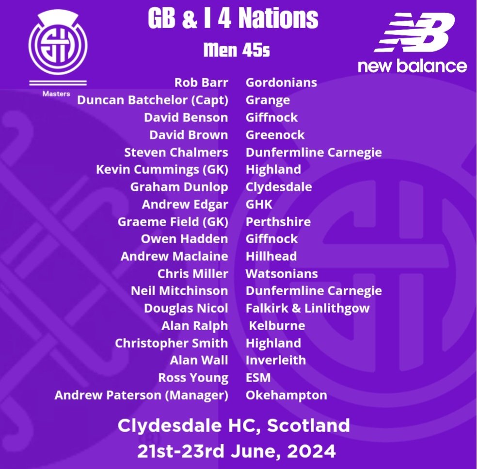 Scottish Masters Hockey (@scotlandmaster1) on Twitter photo Today, we announce our SMH M45s squad. We are sure our middle-aged players are in tiptop shape and ready to produce the goods on the pitch. Hopefully, there will be many supporters cheering all our squads on. <a href="/FalkirkLgowHC/">Falkirk&LinlithgowHC</a> <a href="/Kelburne1969/">Kelburne Hockey Club</a> <a href="/esmhockey/">ESM Hockey Club</a> <a href="/InverleithHC/">Inverleith Hockey Club</a> <a href="/OkeHockeyclub/">Okehockey</a> Today, we announce our SMH M45s squad. We are sure our middle-aged players are in tiptop shape and ready to produce the goods on the pitch. Hopefully, there will be many supporters cheering all our squads on. <a href="/FalkirkLgowHC/">Falkirk&LinlithgowHC</a> <a href="/Kelburne1969/">Kelburne Hockey Club</a> <a href="/esmhockey/">ESM Hockey Club</a> <a href="/InverleithHC/">Inverleith Hockey Club</a> <a href="/OkeHockeyclub/">Okehockey</a>