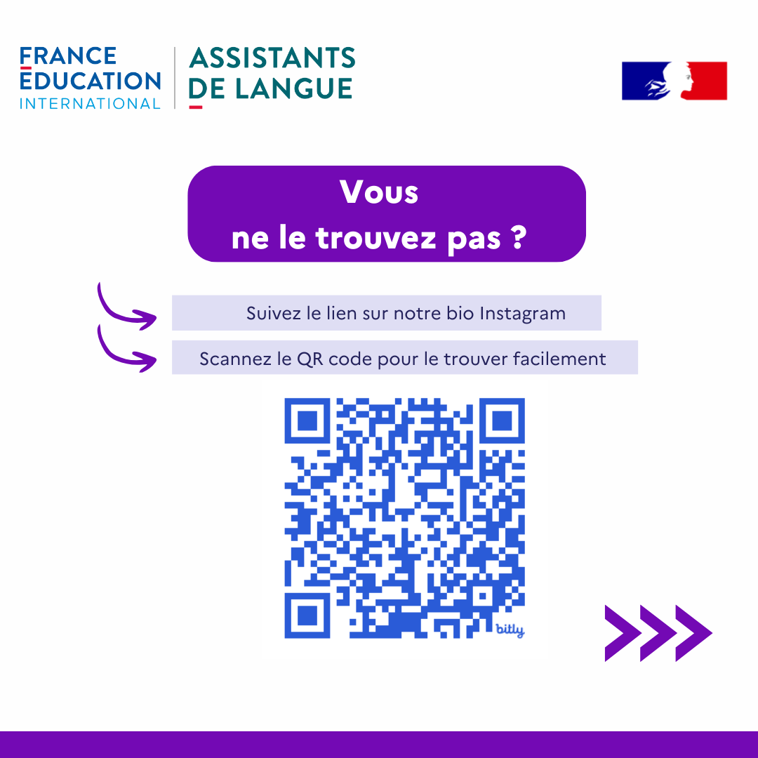 🔊 Le guide de l'assistant de langue en France 2024-2025 est désormais disponible  ! Vous y trouverez des informations très utiles pour bien préparer votre arrivée. Téléchargez-le depuis notre le site FEI ou en suivant le QR code dans de cette publication