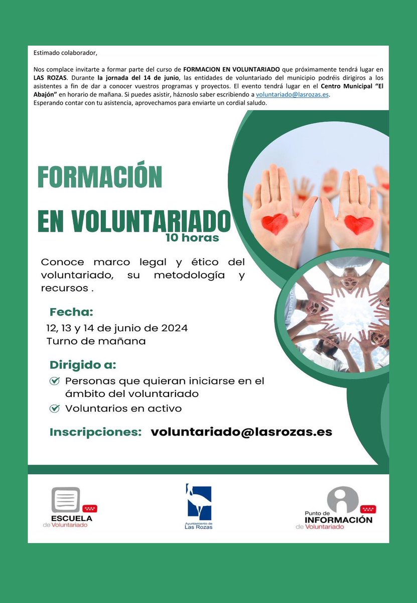 AsocNHorizonte's tweet photo. El viernes 14 de junio participamos en el encuentro de Asociaciones organizado por el Punto de Información de Voluntariado @Ayto_Las_Rozas  dentro de la Formación a personas voluntarias. Aprovechamos la acción para presentar nuestro  Programa de Voluntariado #Voluntariado https://t.co/ty4f4gP8oY