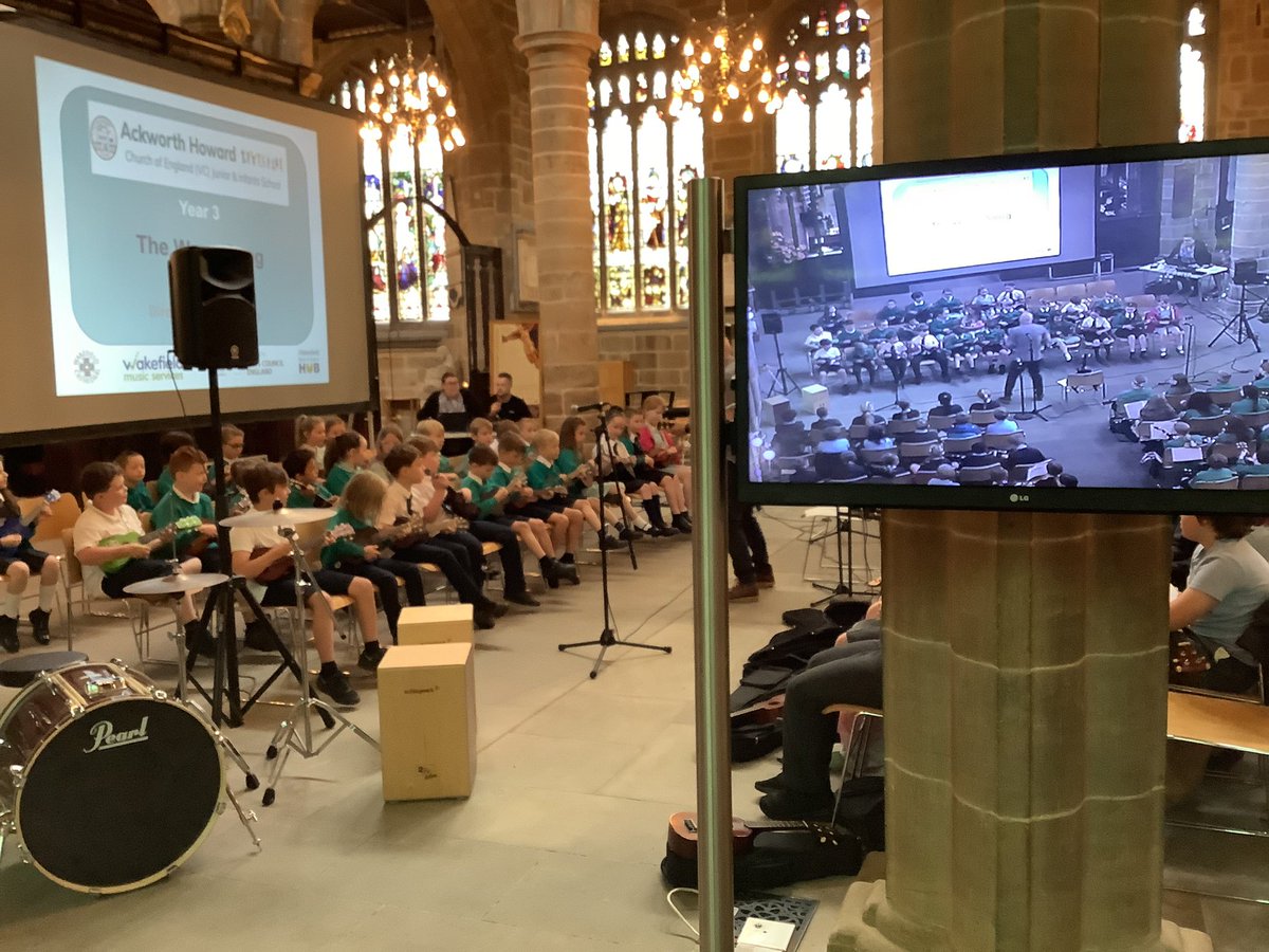 AckworthHoward's tweet photo. 🎵Rehearsals are underway for Year 3 at @WakefieldMusHub #BigStrum in Wakefield Cathedral. We can’t wait to perform for parents at 1pm!

#AckworthHowardMusic https://t.co/KyH0aAN7MB