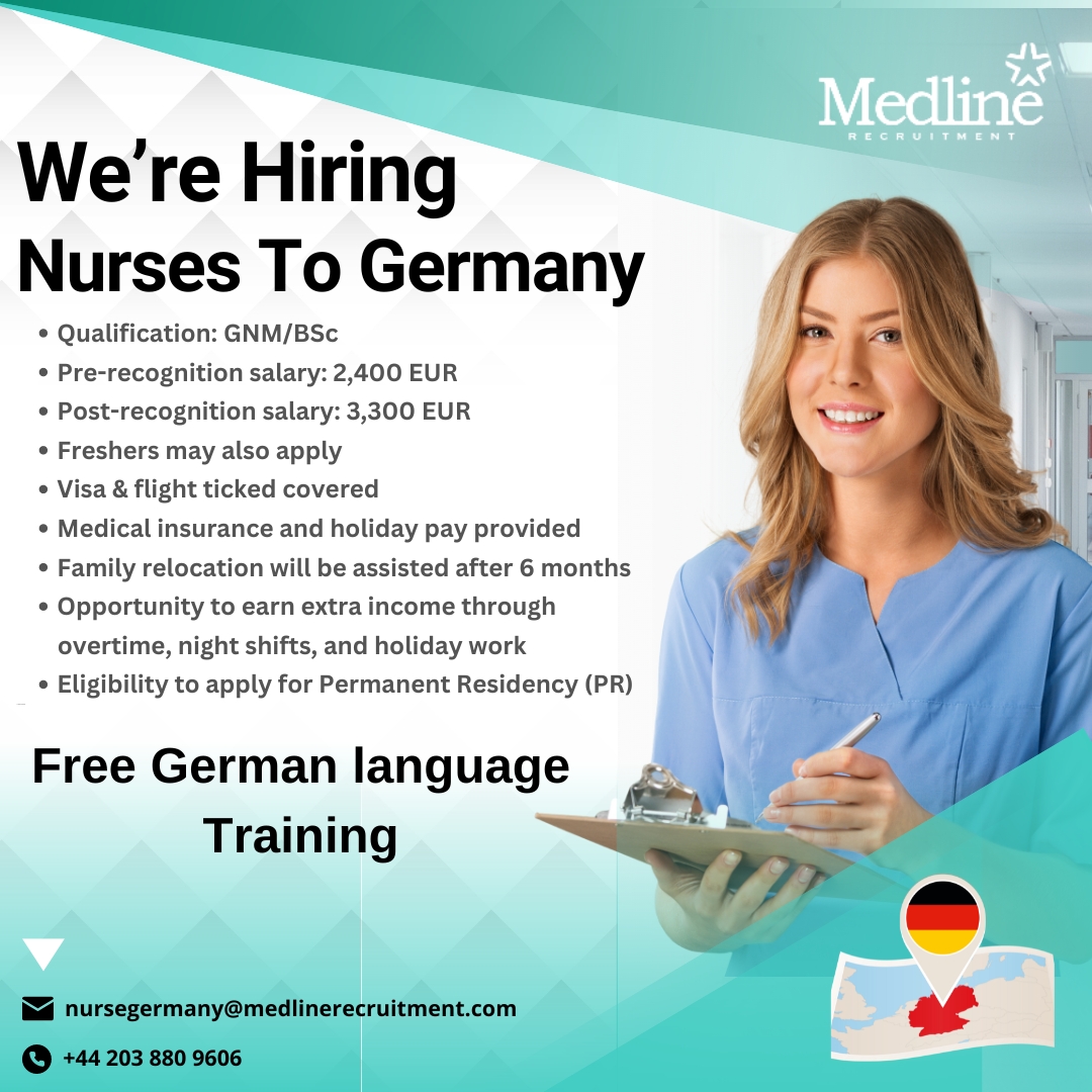 MedlineRecruit's tweet photo. 🚨 Exciting Opportunity for Nurses! 🚨
Are you a qualified nurse looking to advance your career in Germany? Look no further! Medline Recruitment is hiring nurses to join our team in Germany.

#NursingJobs #NursesToGermany #CareerOpportunities #NursingCareer #WorkAbroad https://t.co/iPrFzqiGXl