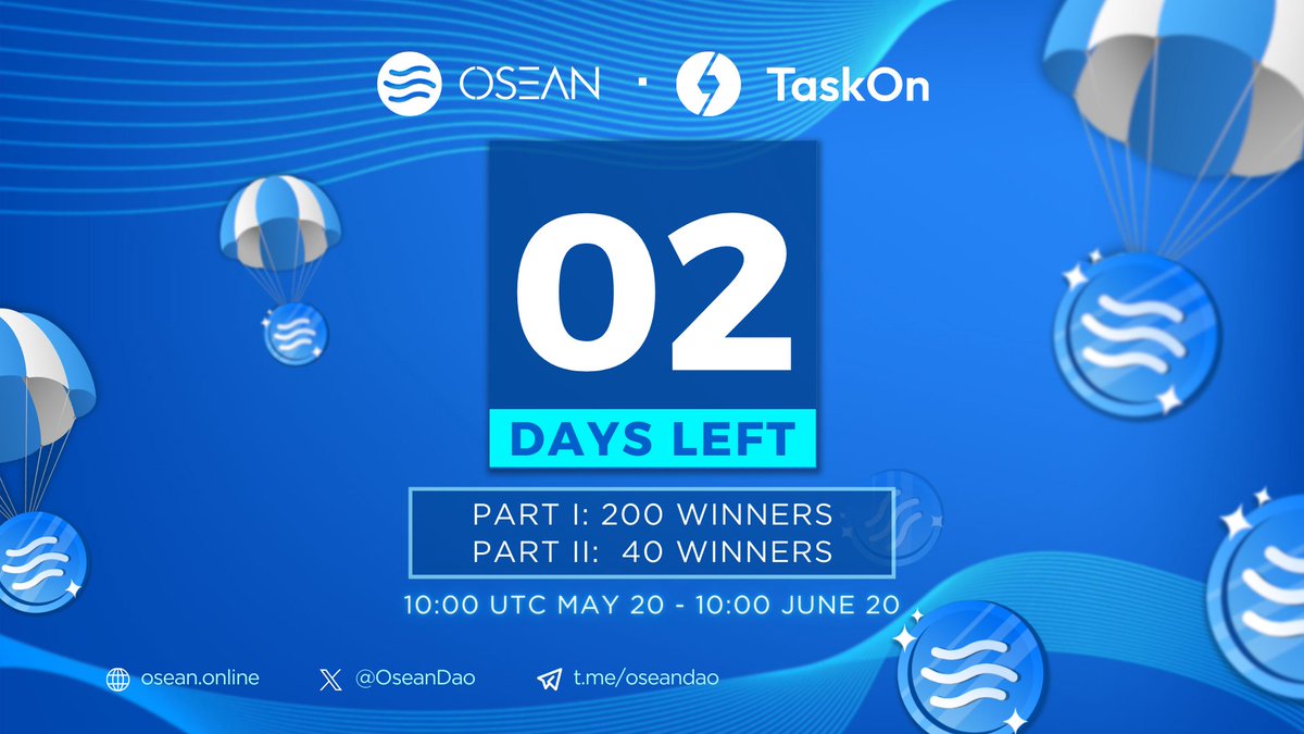 🏴‍☠️ Land in sight, #OSEAN Sailors! Prepare the moorings! ⚓️ Ready to claim your treasure? 💰

Join our Discord and create a ticket to receive your prize! Remember, the Discord account must be the one connected to TaskOn. 🏆🌊

If you are not qualified for the lucky draw yet, you
