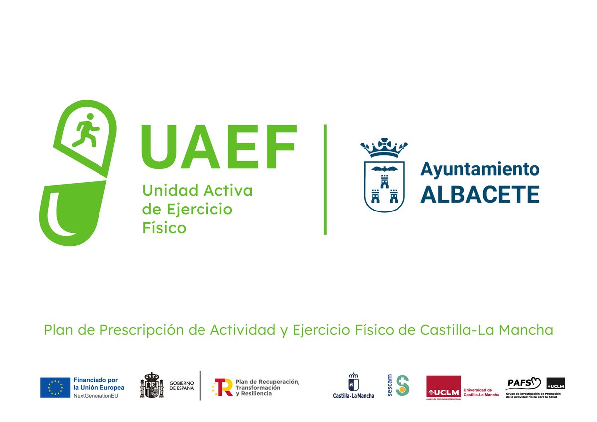 Grupo PAFS (@grupopafs) on Twitter photo Bienvenidos a la Unidad Activa de Ejercicio de #Albacete
Estamos disponibles en:
📌Instituto Municipal de Deportes. Avenida de España Nº65
🗓️Visítanos los lunes y Viernes de 8 a 15h y Martes Miércoles y Jueves de 15 a 21h
Contacta📩uaefalbacete@gmail.com
#UAEFCLM #TeEsperamos Bienvenidos a la Unidad Activa de Ejercicio de #Albacete
Estamos disponibles en:
📌Instituto Municipal de Deportes. Avenida de España Nº65
🗓️Visítanos los lunes y Viernes de 8 a 15h y Martes Miércoles y Jueves de 15 a 21h
Contacta📩uaefalbacete@gmail.com
#UAEFCLM #TeEsperamos