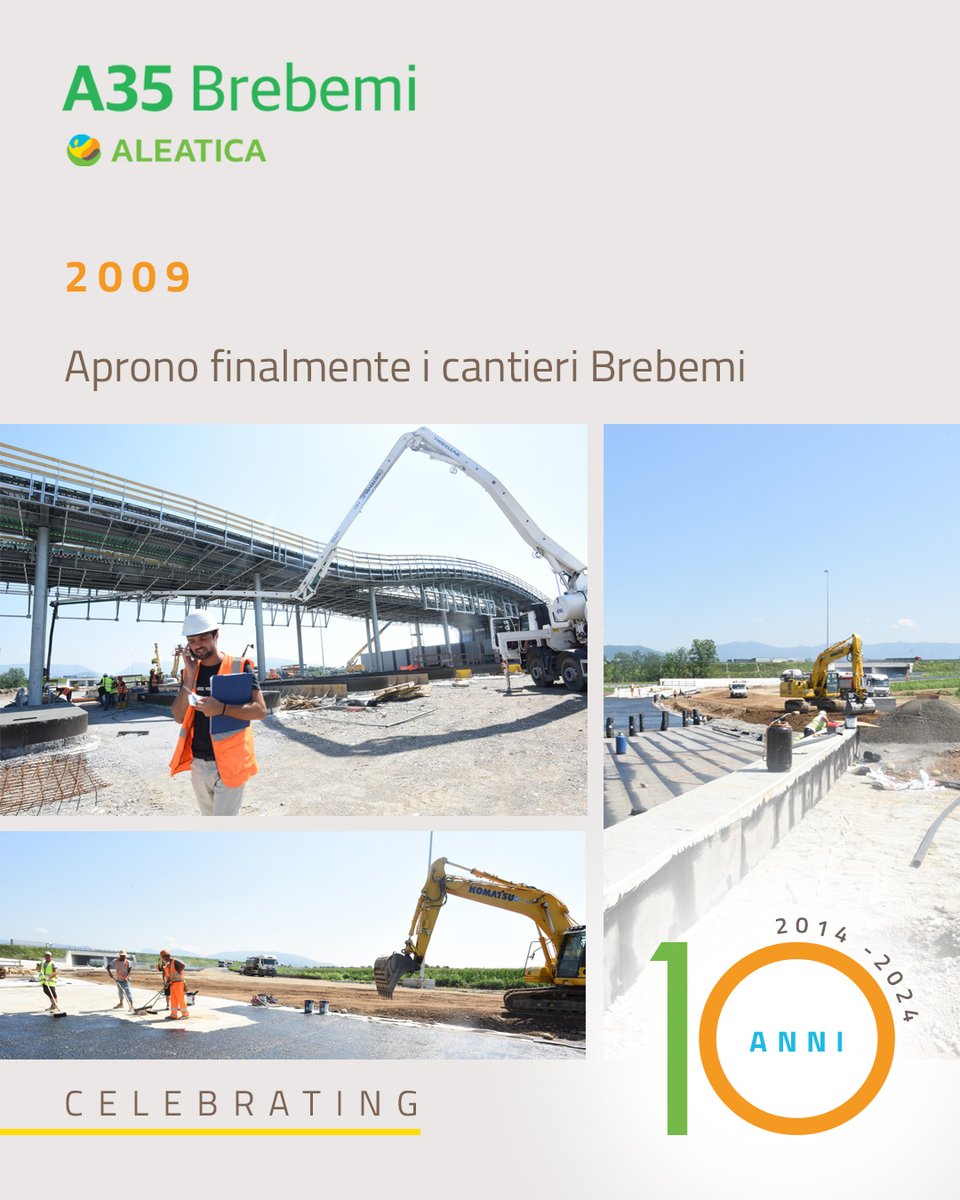 Brebemi_A35's tweet photo. Torniamo a raccontarvi la nostra storia portandovi nel 2004: anno in cui inizia l’iter per l’approvazione del progetto preliminare che si concluderà alla fine del 2008 con l’approvazione del progetto definitivo.
Il 22 luglio 2009 si aprono finalmente i cantieri della #Brebemi. https://t.co/ZDI9bSg7fz