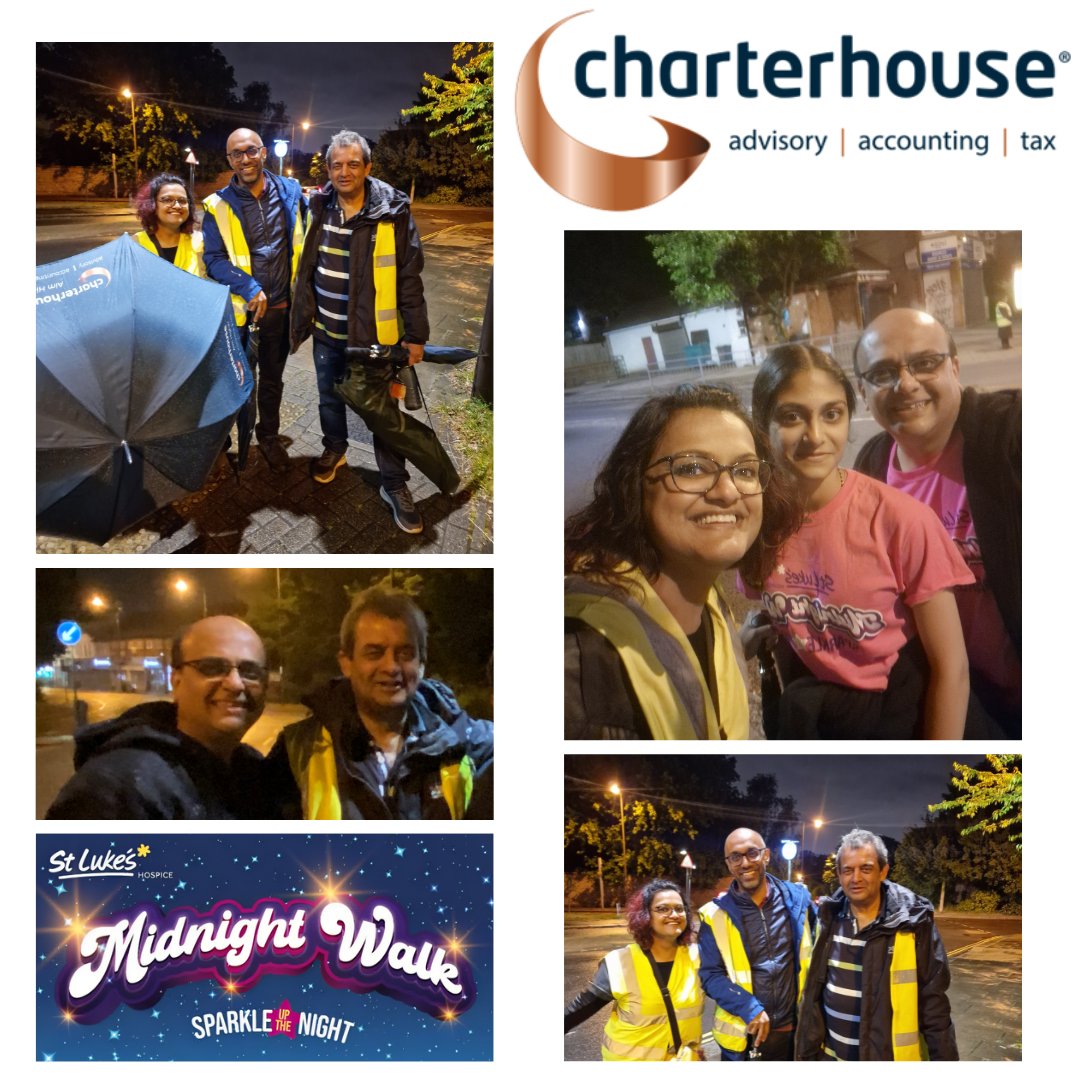 Friday night, a few of us, Bhav Patel, Chris James &amp; Rajesh Jiwani, from Charterhouse had the incredible opportunity to volunteer as Marshalls for the St. Luke's Hospice Midnight Walk! The atmosphere was electric as we cheered on walkers of all ages and backgrounds.