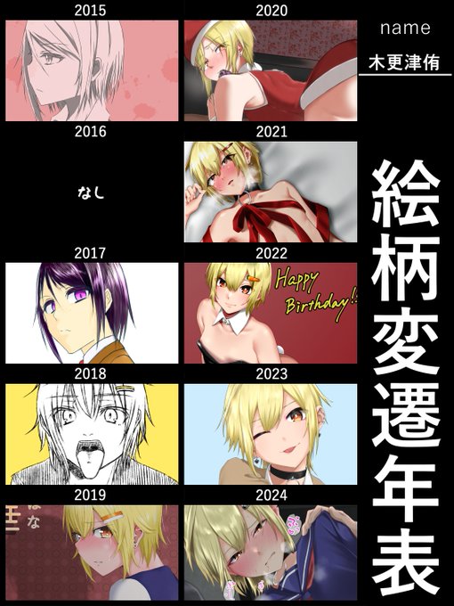 絵柄変遷年表やってみました
なるべく健全なやつ選んだつもりです 