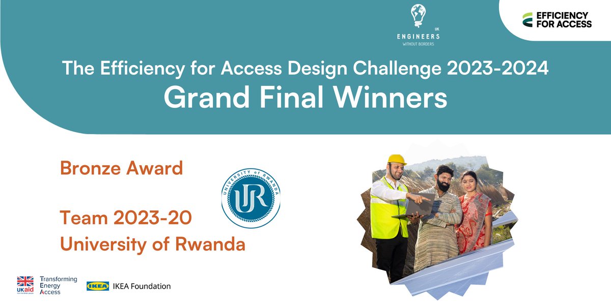EforA_Coalition's tweet photo. The first Bronze Award is going home with Team 2023-20 from @Uni_Rwanda, for their automated solar powered fresh produce cooling design. Congratulations all team members!
#EfficiencyforAccessDesignChallenge
#GrandFinal
@ewbuk https://t.co/0qwPN3k9rV